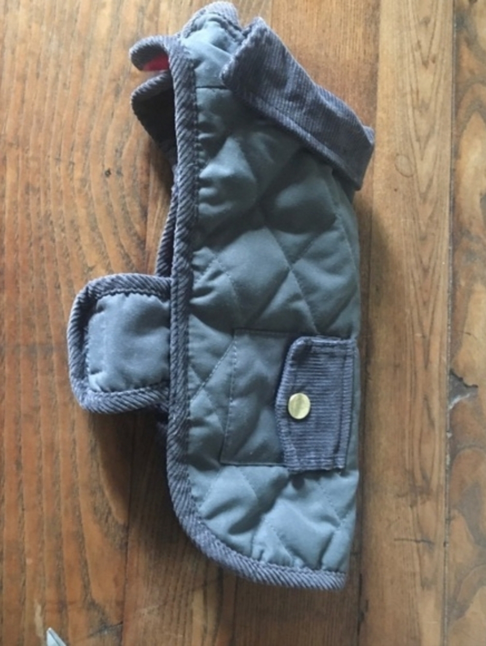 Gray Corduroy Buffalo Check Padded Fleece Quilted Pet Dog Vest Small Red Plaid